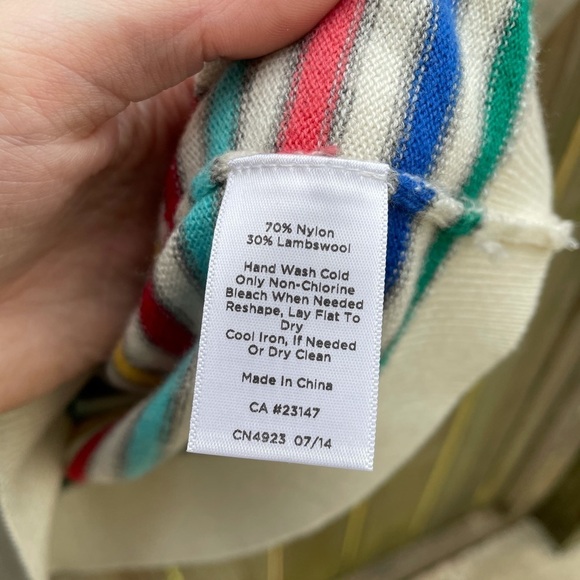 Talbots Lambswool Rainbow Stripe Crew Neck Sweater Top - Picture 3 of 7